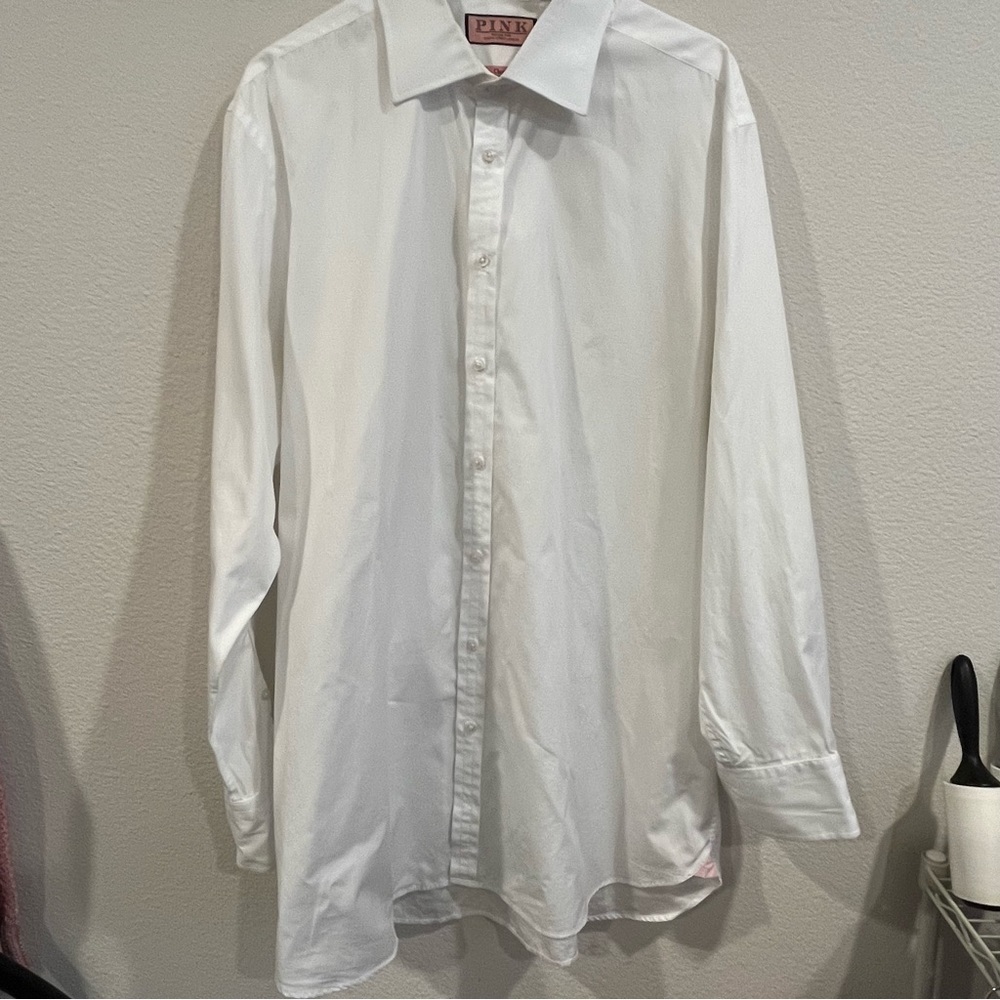 PINK Thomas Pink classic white button down long sleeve shirt 18-35 1/2